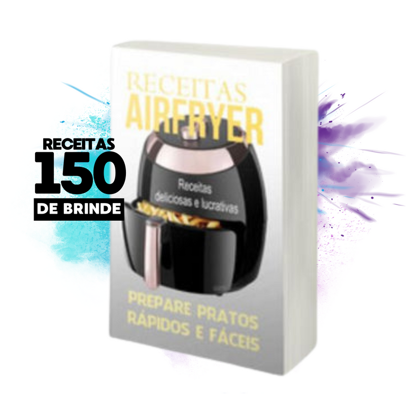 Kit com 6 Bandejas de silicone + Brinde 10 pçs Gancho parede de pressão+ Ebook com 150 receitas para Air Fryer