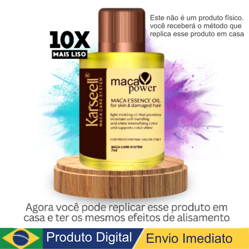 COMPRE 1 E LEVE 2 brindes - 500ml Óleo Karseell Alisante e Progressiva caseiro sem formol original - 10x liso Produto Digital / Preparo + Método,