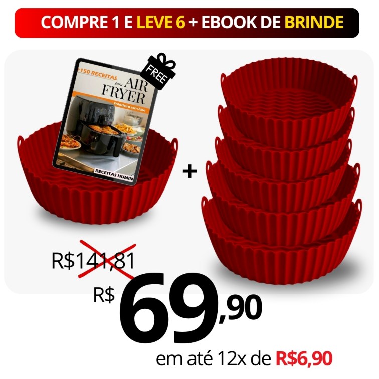 Promoção - Compre 1 e leve 6 bandejas de silicone reutilizável para AirFryer e fornos *