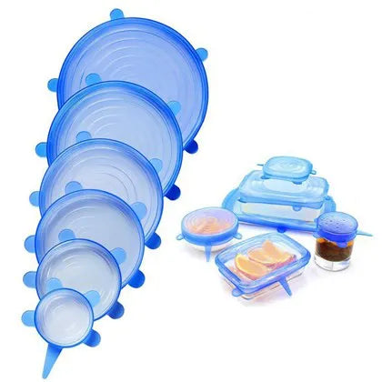 Compre 6 Leve 12 - Kit 12 Tampas de Silicone Reutilizável (VERSÃO PREMIUM IMPORTADA) - Super Elástico